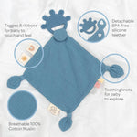 Silicone Muslin Comfort Teether - Steel Blue: Blue