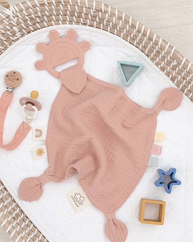 Silicone Muslin Comfort Teether - Rose (pink): Pink