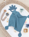 Silicone Muslin Comfort Teether - Steel Blue: Blue
