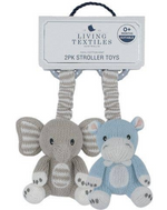 2pk Stroller Toys - Elephant & Hippo