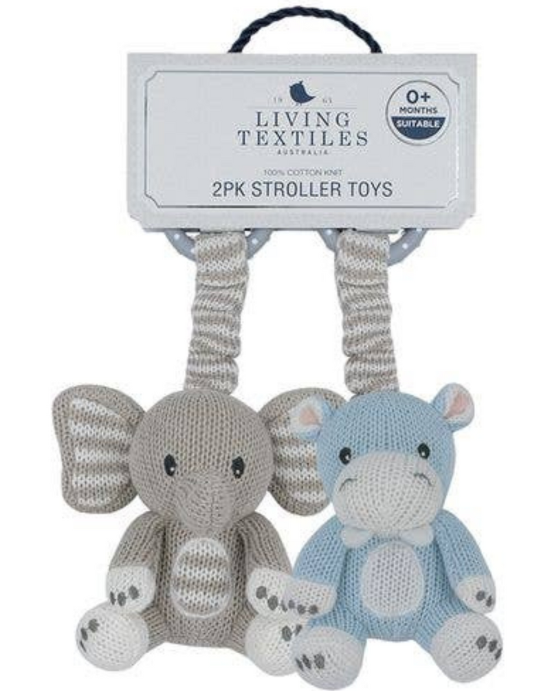 2pk Stroller Toys - Elephant & Hippo