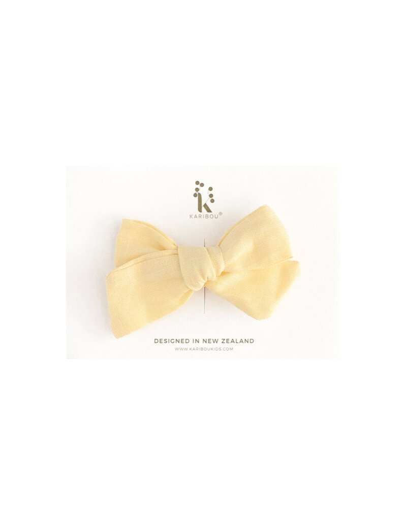 Karibou | Skylah Pinwheel Linen Bow Hair Clip - Lemon Meringue