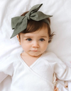 Snuggle Hunny Kids |  Olive Linen Bow Pre-Tied Headband Wrap