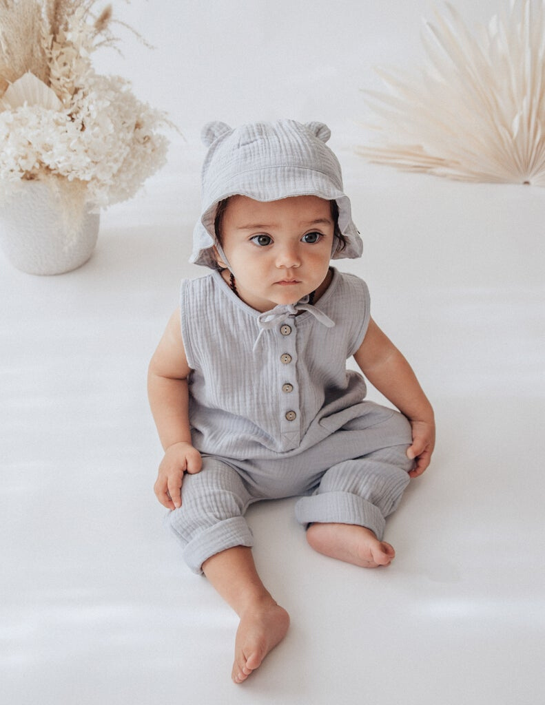 Karibou Kids | Liam Boys Muslin Jumpsuit - Dusty Blue