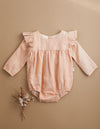 Karibou |  Milana Winged Linen Playsuit - Sweet Peach