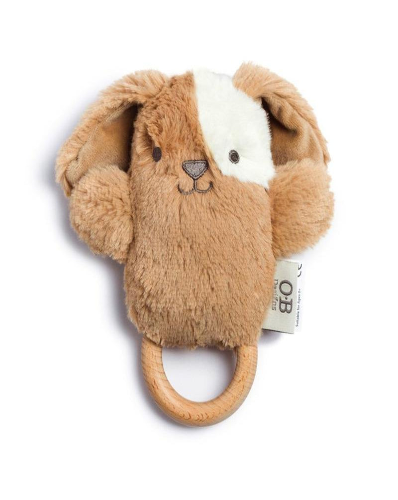 OB Design | Wooden Teether | Baby Rattle & Teething Ring Duke Dog