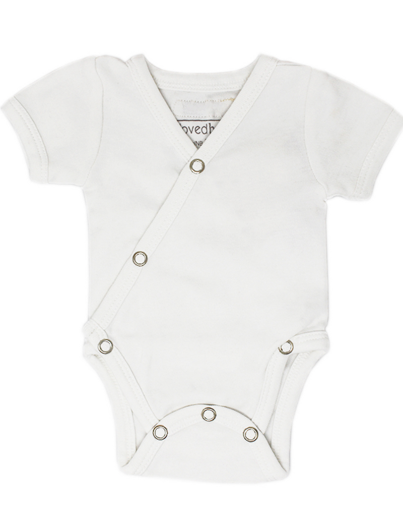 L'ovedbaby | Organic Short-Sleeve Kimono Bodysuit - White