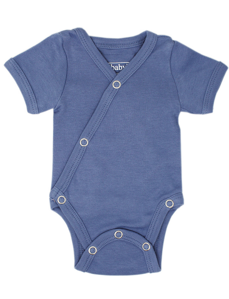 L'ovedbaby | Organic Short-Sleeve Kimono Bodysuit - Slate