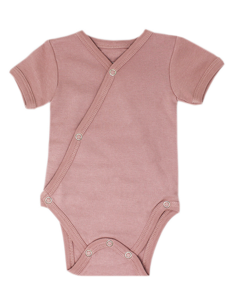 L'ovedbaby | Organic Short-Sleeve Kimono Bodysuit - Mauve