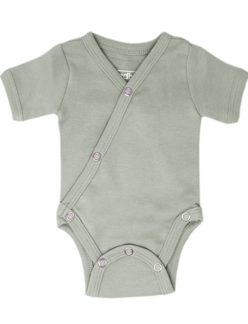 L'ovedbaby | Organic Short-Sleeve Kimono Bodysuit - Seafoam