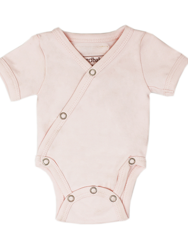 L'ovedbaby | Organic Short-Sleeve Kimono Bodysuit - Blush