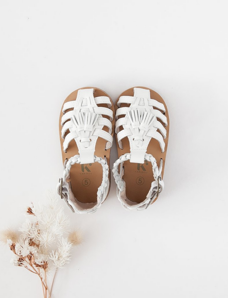 Santorini Genuine Leather Sandals - White