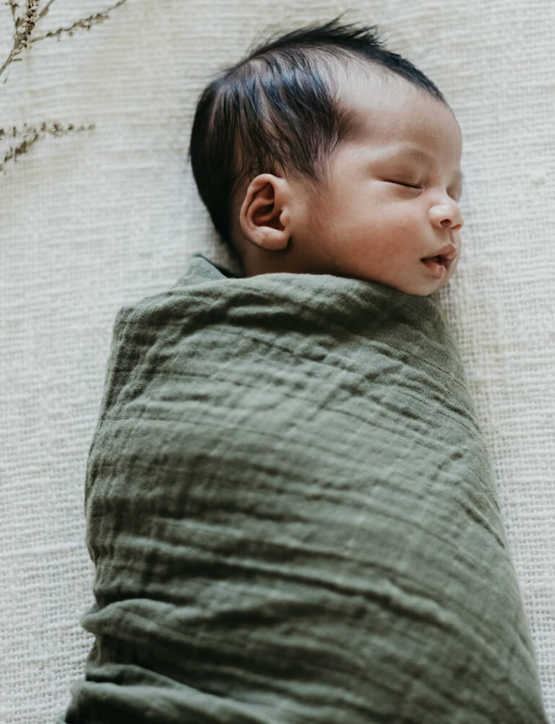 Snuggle Hunny Kids Dusty Olive | Organic Muslin Wrap