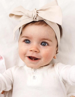 Snuggle Hunny Kids | Natural Linen Bow Pre-Tied Headband Wrap