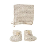 OB Designs | Vanilla | Crochet Bonnet & Bootie Set | Handmade