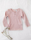 Karibou | Willow Long Sleeve Henley Cotton Top - Soft Pink