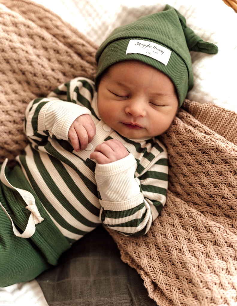 Snuggle Hunny Kids  | Olive Ribbed Knotted Beanie