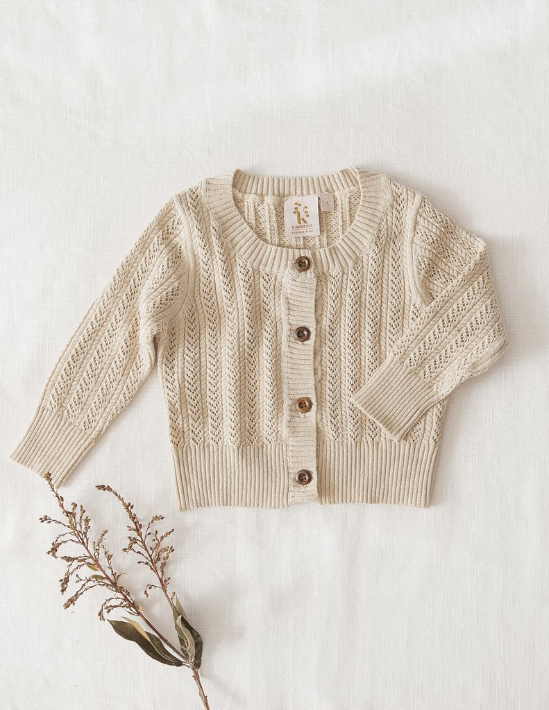 Karibou | Penny Light Cotton Knit Cardigan - Oatmeal