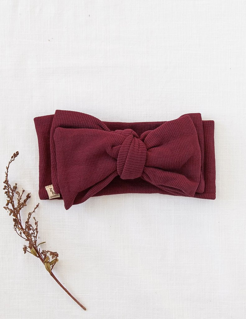 Karibou | Ribbed Oversized Bow Headwrap In Plum