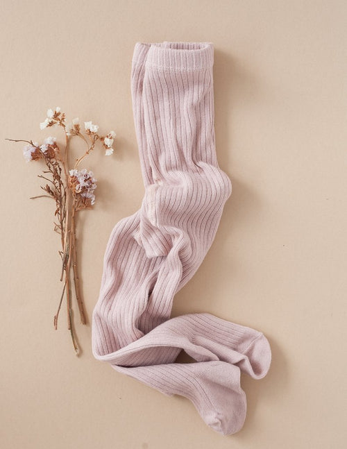 Karibou | Classic Ribbed Tights - Rose Blush