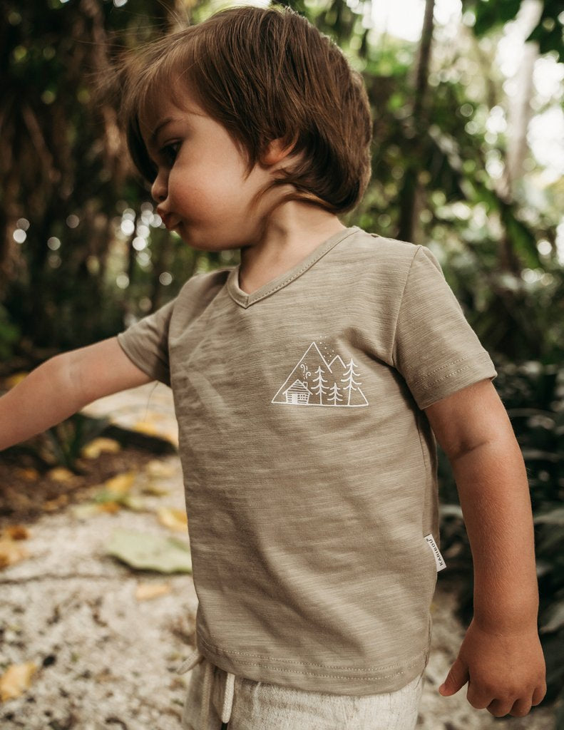 Karibou | Little Explorer Boys Cotton Slub T-Shirt - Herb
