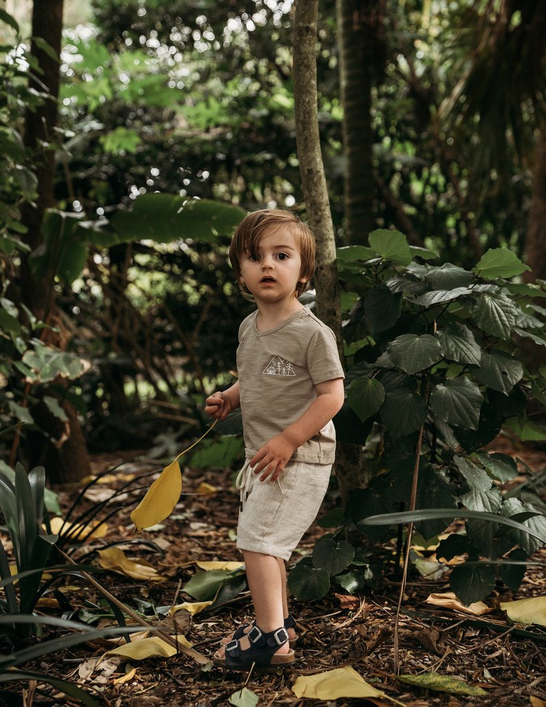 Karibou | Little Explorer Boys Cotton Slub T-Shirt - Herb