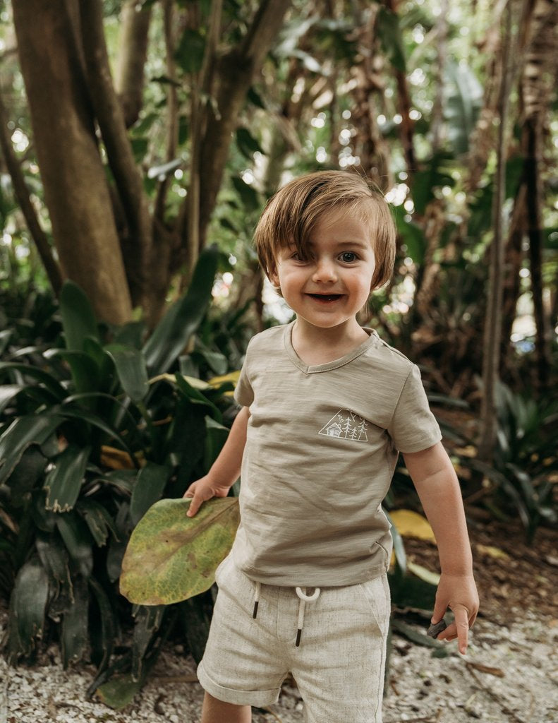 Karibou | Little Explorer Boys Cotton Slub T-Shirt - Herb